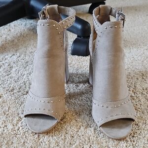 Studded Taupe Ankle Boots
